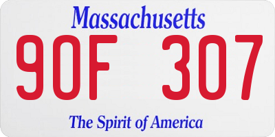 MA license plate 9OF307