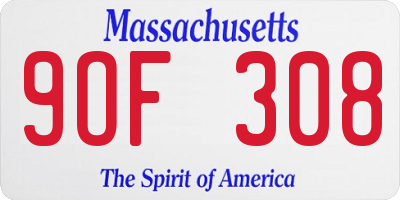 MA license plate 9OF308