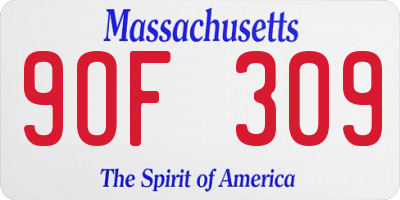 MA license plate 9OF309