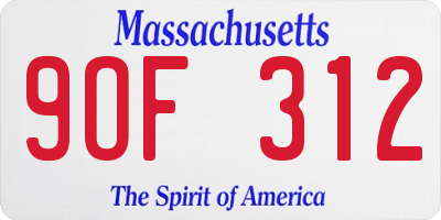 MA license plate 9OF312