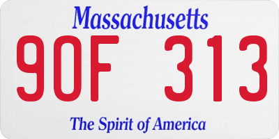 MA license plate 9OF313