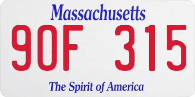 MA license plate 9OF315