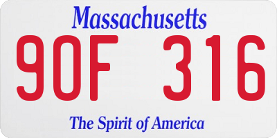 MA license plate 9OF316