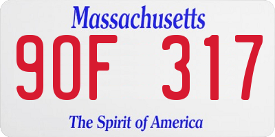 MA license plate 9OF317