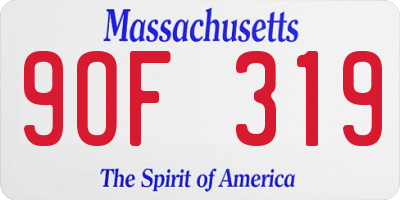 MA license plate 9OF319