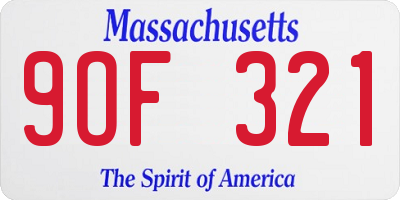 MA license plate 9OF321