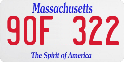 MA license plate 9OF322