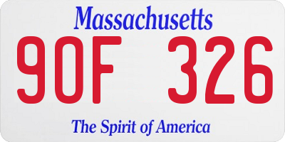 MA license plate 9OF326