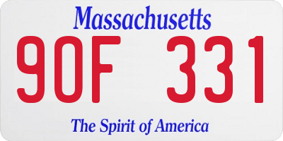 MA license plate 9OF331