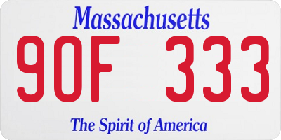 MA license plate 9OF333