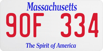 MA license plate 9OF334