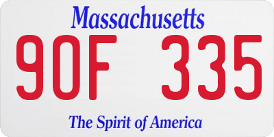 MA license plate 9OF335