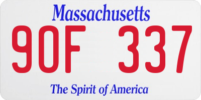 MA license plate 9OF337