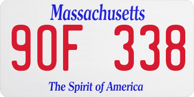 MA license plate 9OF338