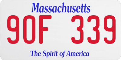 MA license plate 9OF339