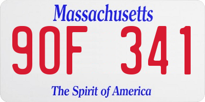 MA license plate 9OF341