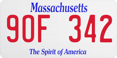 MA license plate 9OF342
