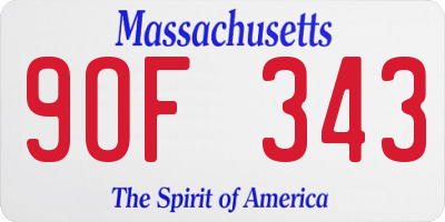 MA license plate 9OF343