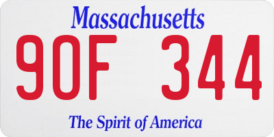 MA license plate 9OF344