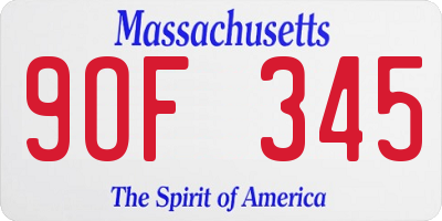 MA license plate 9OF345