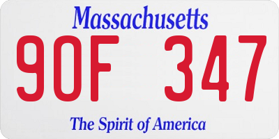 MA license plate 9OF347