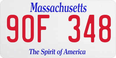 MA license plate 9OF348