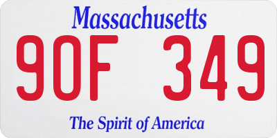 MA license plate 9OF349
