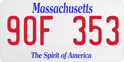 MA license plate 9OF353