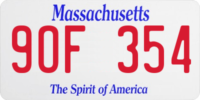 MA license plate 9OF354