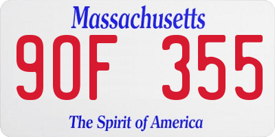 MA license plate 9OF355