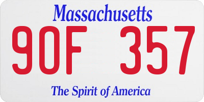 MA license plate 9OF357