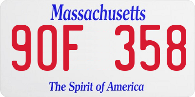 MA license plate 9OF358