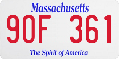 MA license plate 9OF361