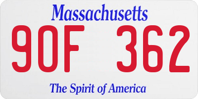 MA license plate 9OF362