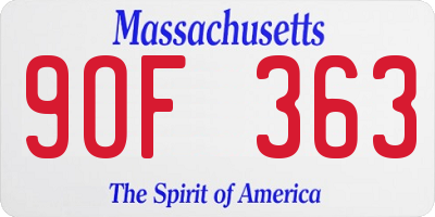 MA license plate 9OF363