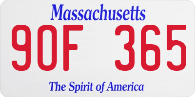 MA license plate 9OF365