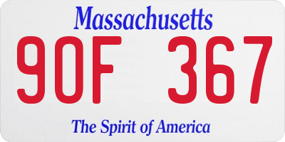 MA license plate 9OF367