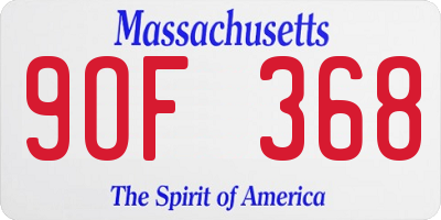 MA license plate 9OF368