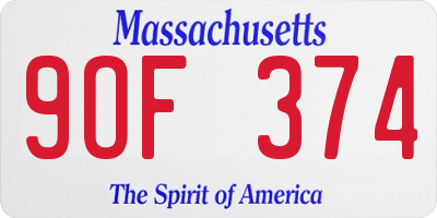 MA license plate 9OF374