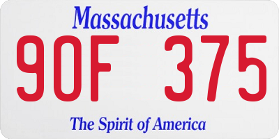 MA license plate 9OF375