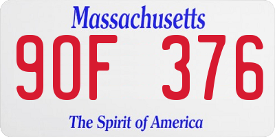 MA license plate 9OF376