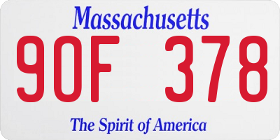 MA license plate 9OF378