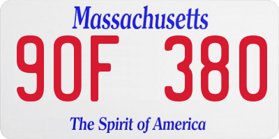 MA license plate 9OF380