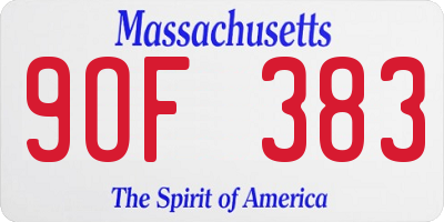 MA license plate 9OF383