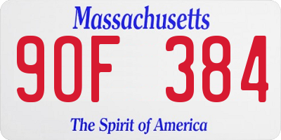 MA license plate 9OF384