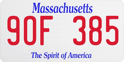 MA license plate 9OF385