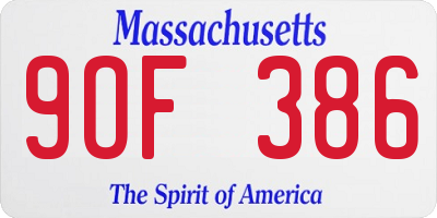 MA license plate 9OF386