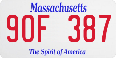 MA license plate 9OF387
