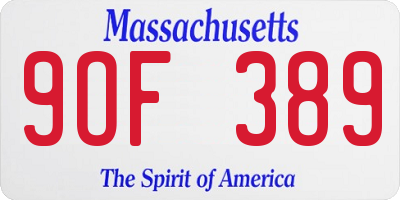 MA license plate 9OF389