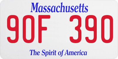 MA license plate 9OF390